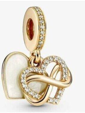 Pandora Gold Heart Infinity Dangle Charm with Mother-of-Pearl